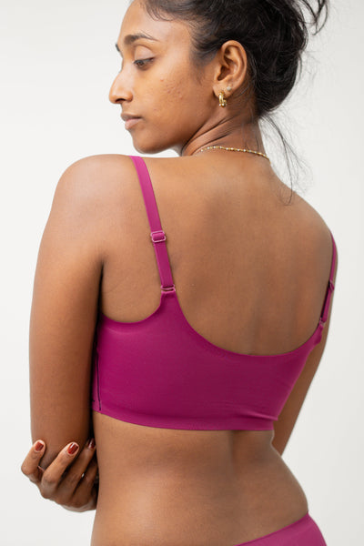 Grape - Scoop Neck Adjustable Strap Bra