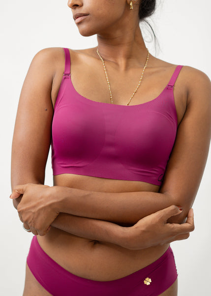 Grape - Scoop Neck Adjustable Strap Bra