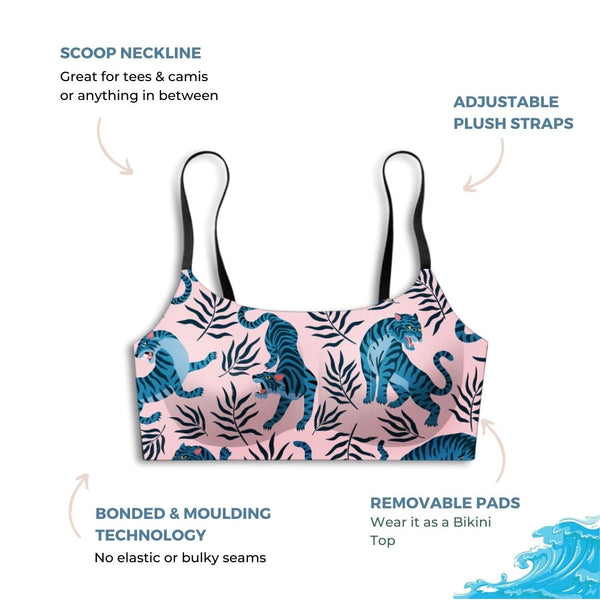 Pink Tigress -  Scoop Neck Adjustable Strap Bra / Bikini